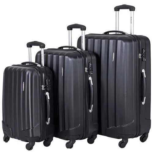 3 pcs Luggage Travel Set Bag with Lock-Black