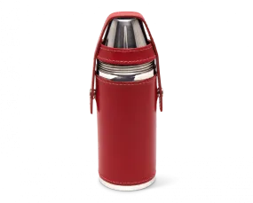 8oz Hunter’s Flask with 4 Cups Red