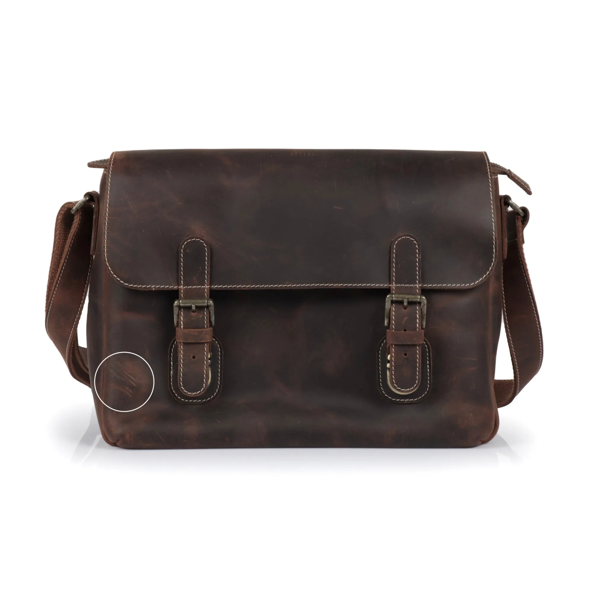 Almost Perfect | Plume Leather Messenger Bag -Pecan