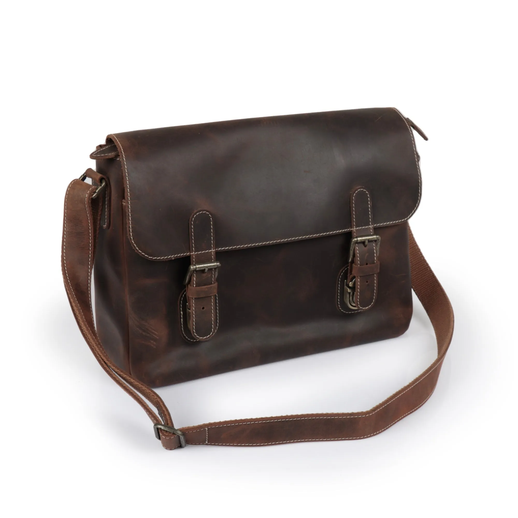 Almost Perfect | Plume Leather Messenger Bag -Pecan