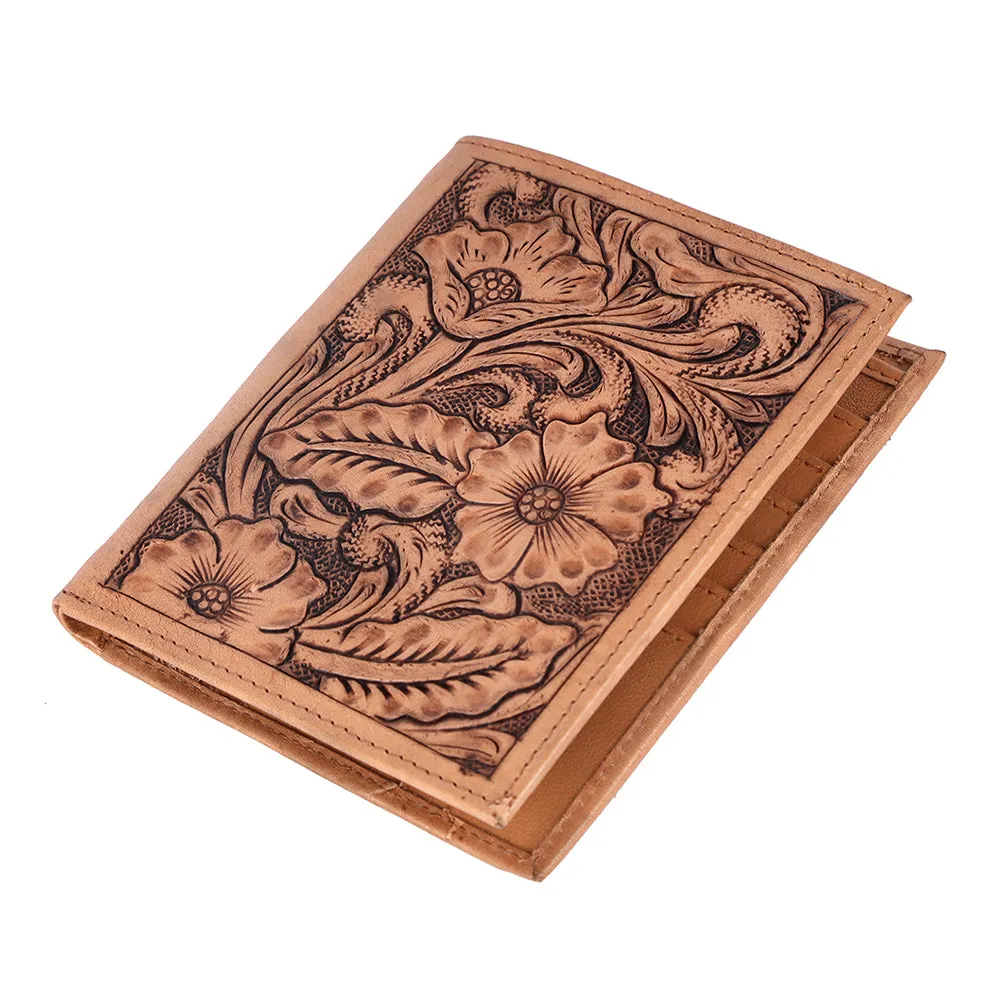 BAR H EQUINE Genuine Leather Hand Carved Rodeo Bifold Wallet For Men Women