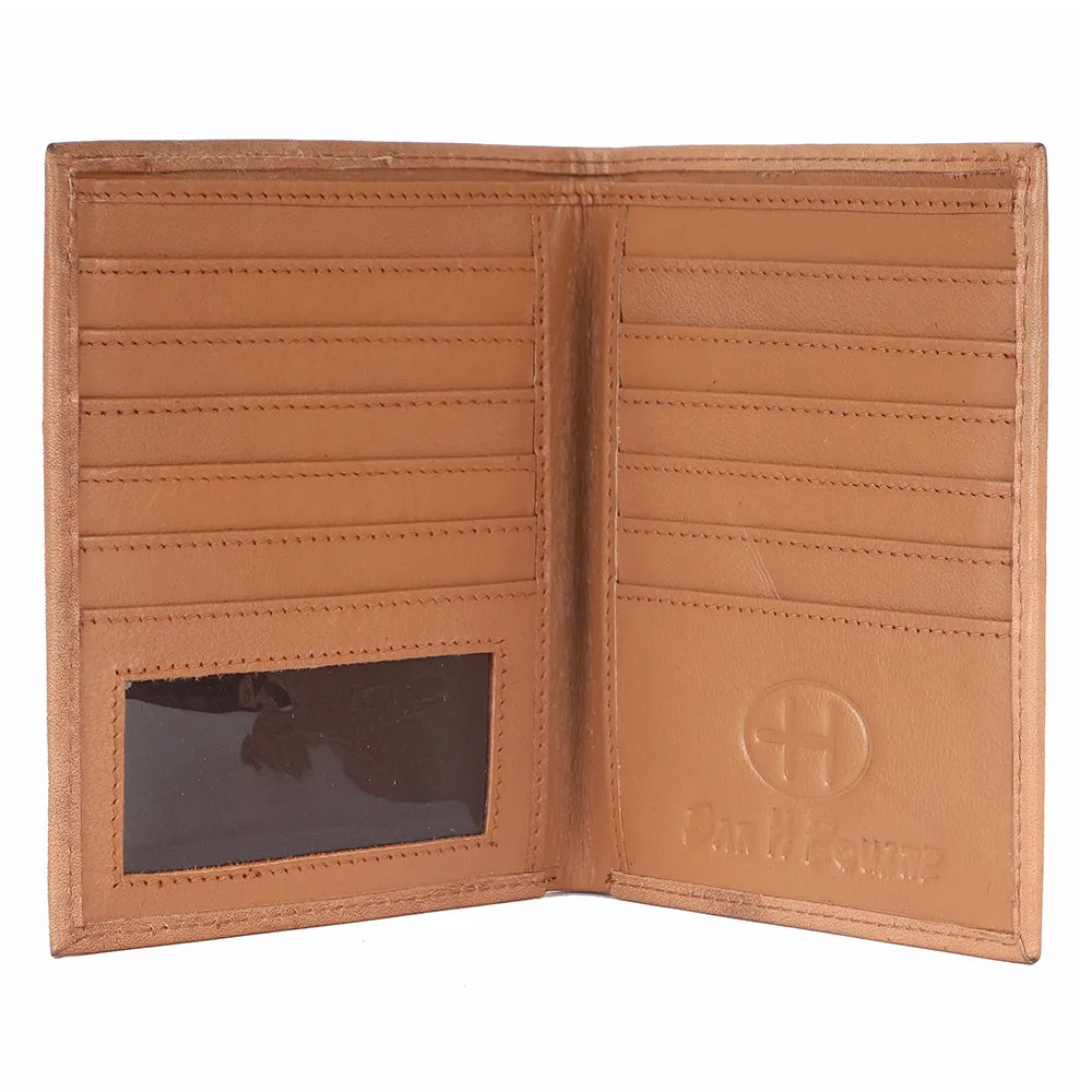 BAR H EQUINE Genuine Leather Hand Carved Rodeo Bifold Wallet For Men Women