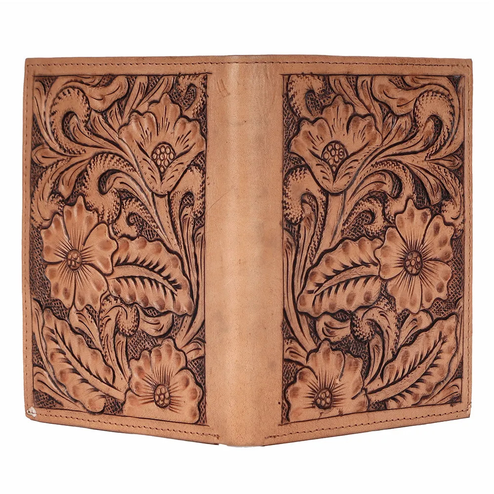 BAR H EQUINE Genuine Leather Hand Carved Rodeo Bifold Wallet For Men Women