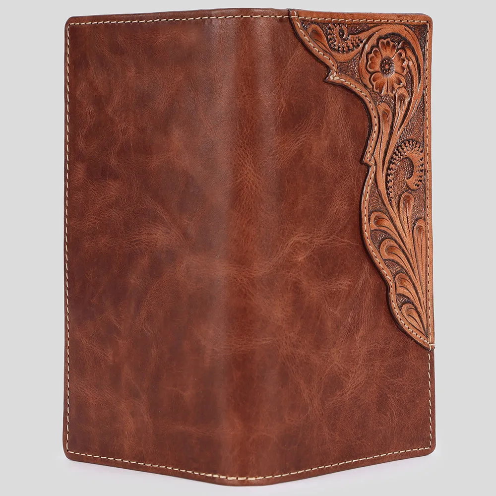 BAR H EQUINE Genuine Leather Hand Carved Rodeo Bifold Wallet For Men Women