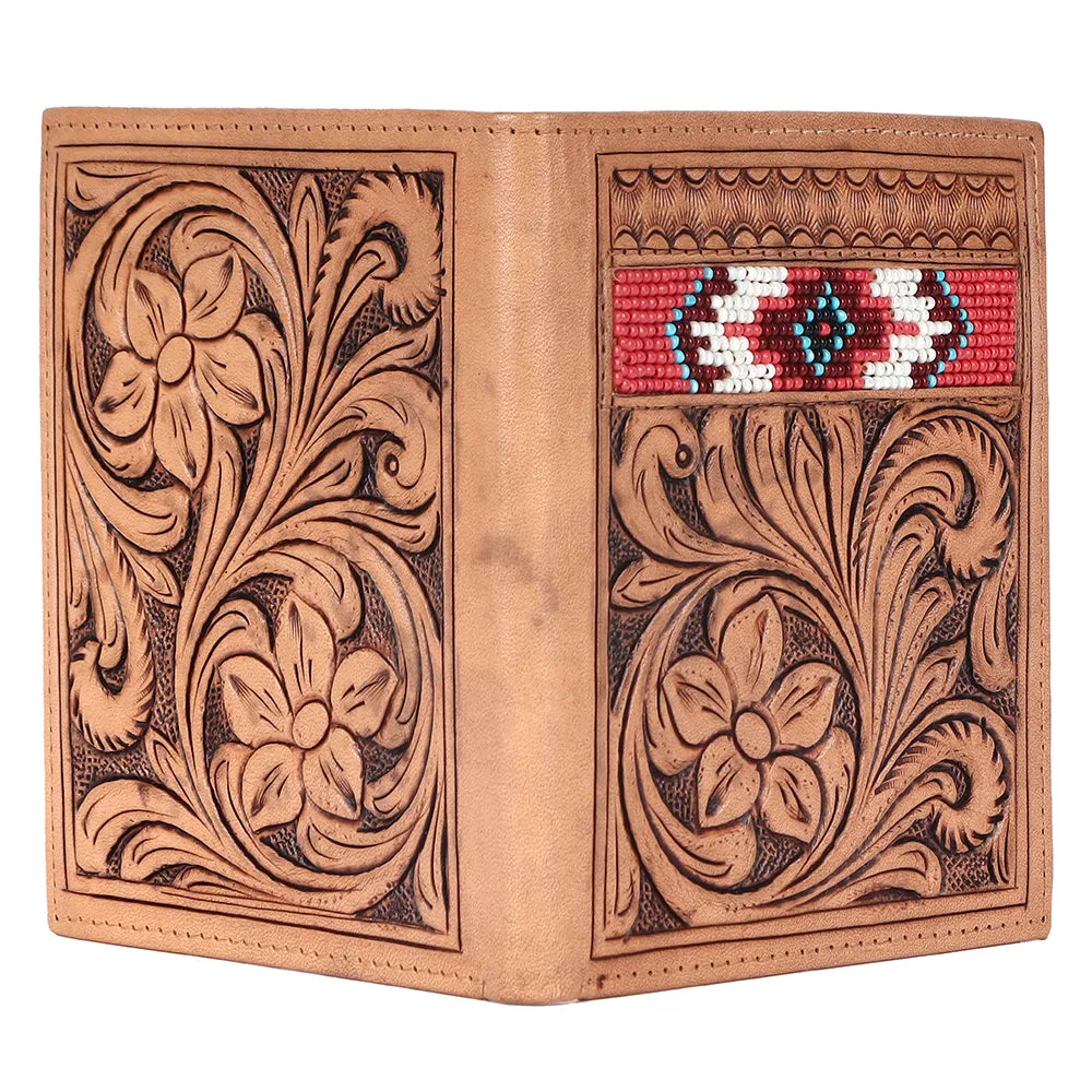 BAR H EQUINE Genuine Leather Hand Carved Rodeo Bifold Wallet For Men Women