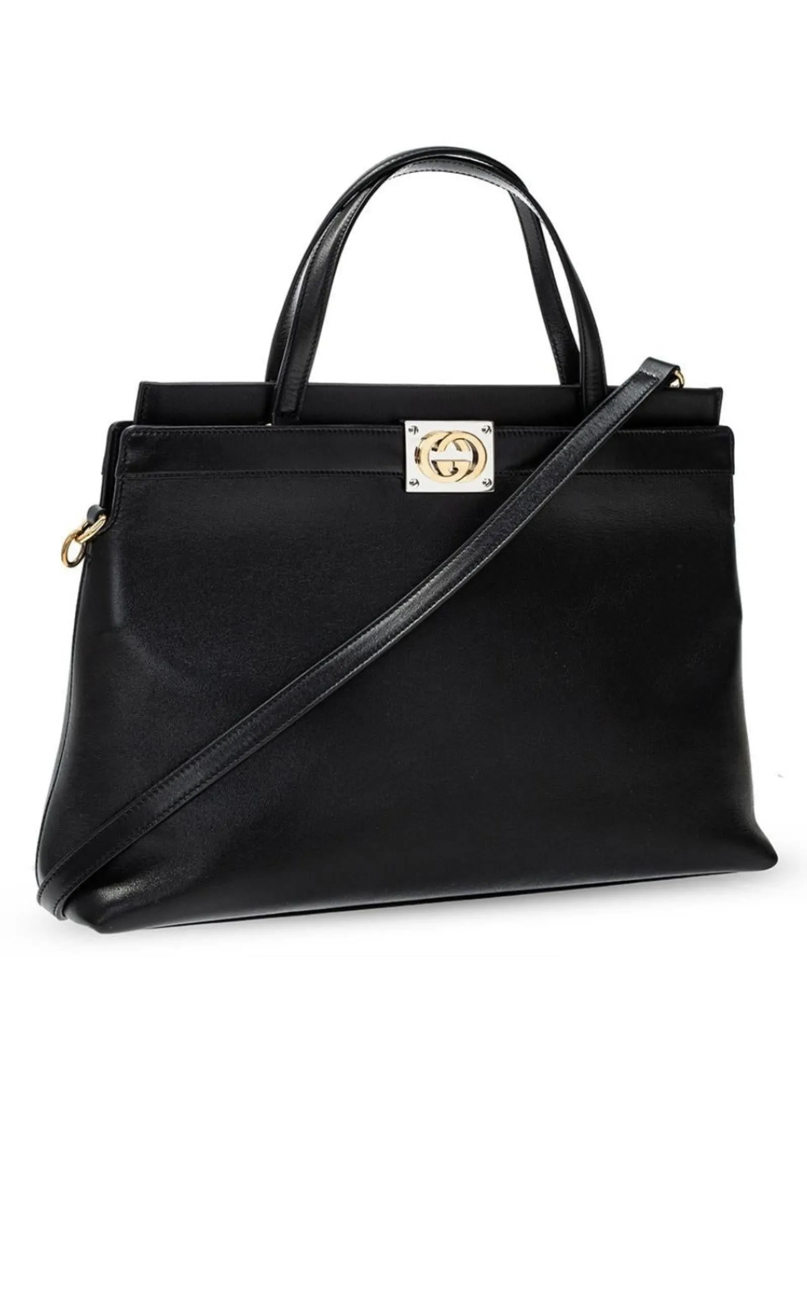 Black Medium Leather Tote Bag