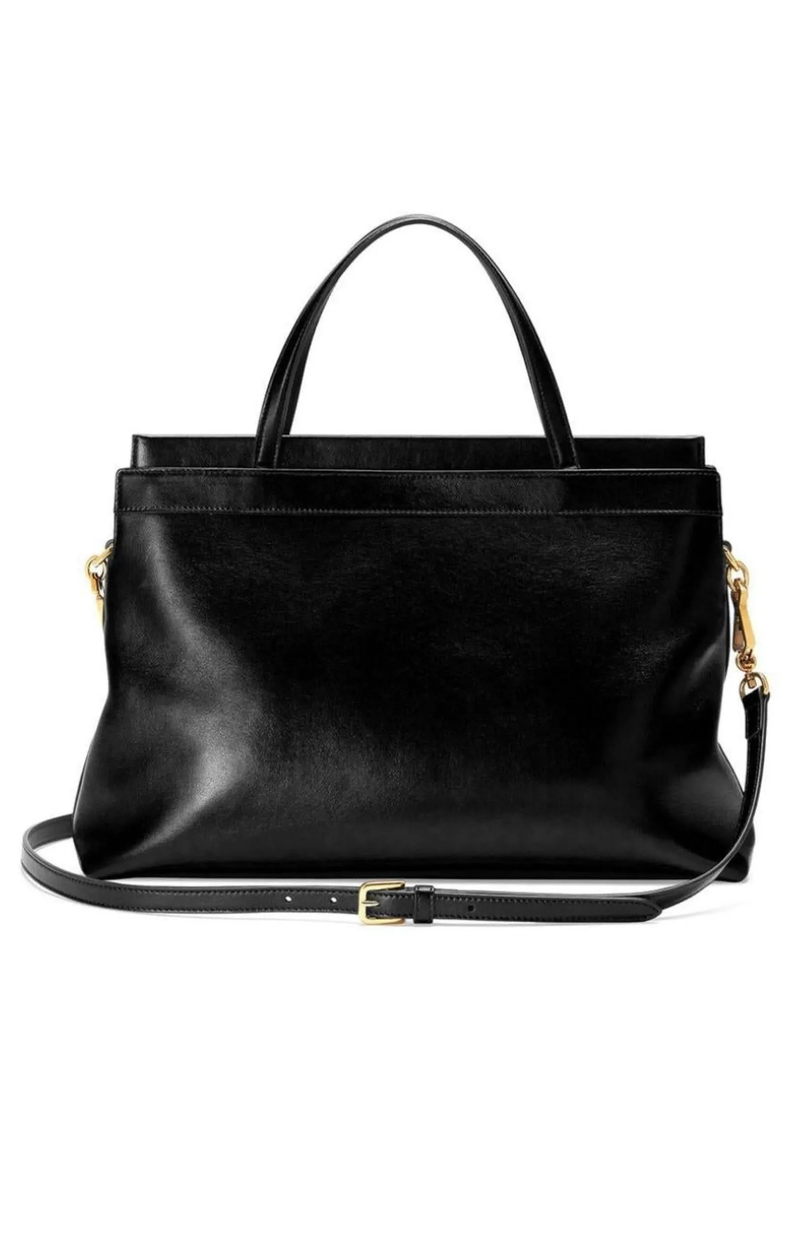 Black Medium Leather Tote Bag