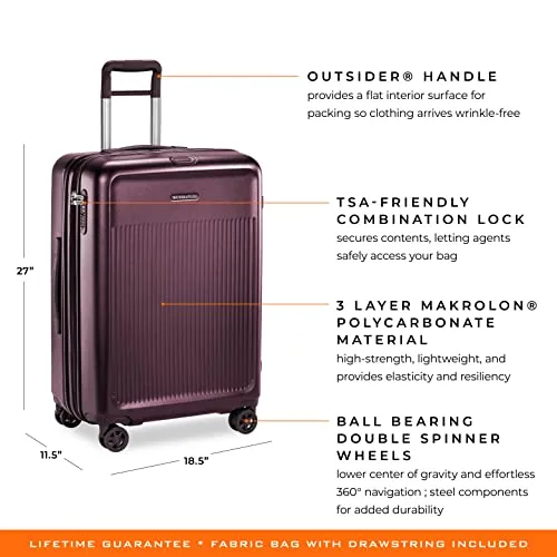 Briggs & Riley Sympatico Hardside Medium Spinner Luggage, Plum