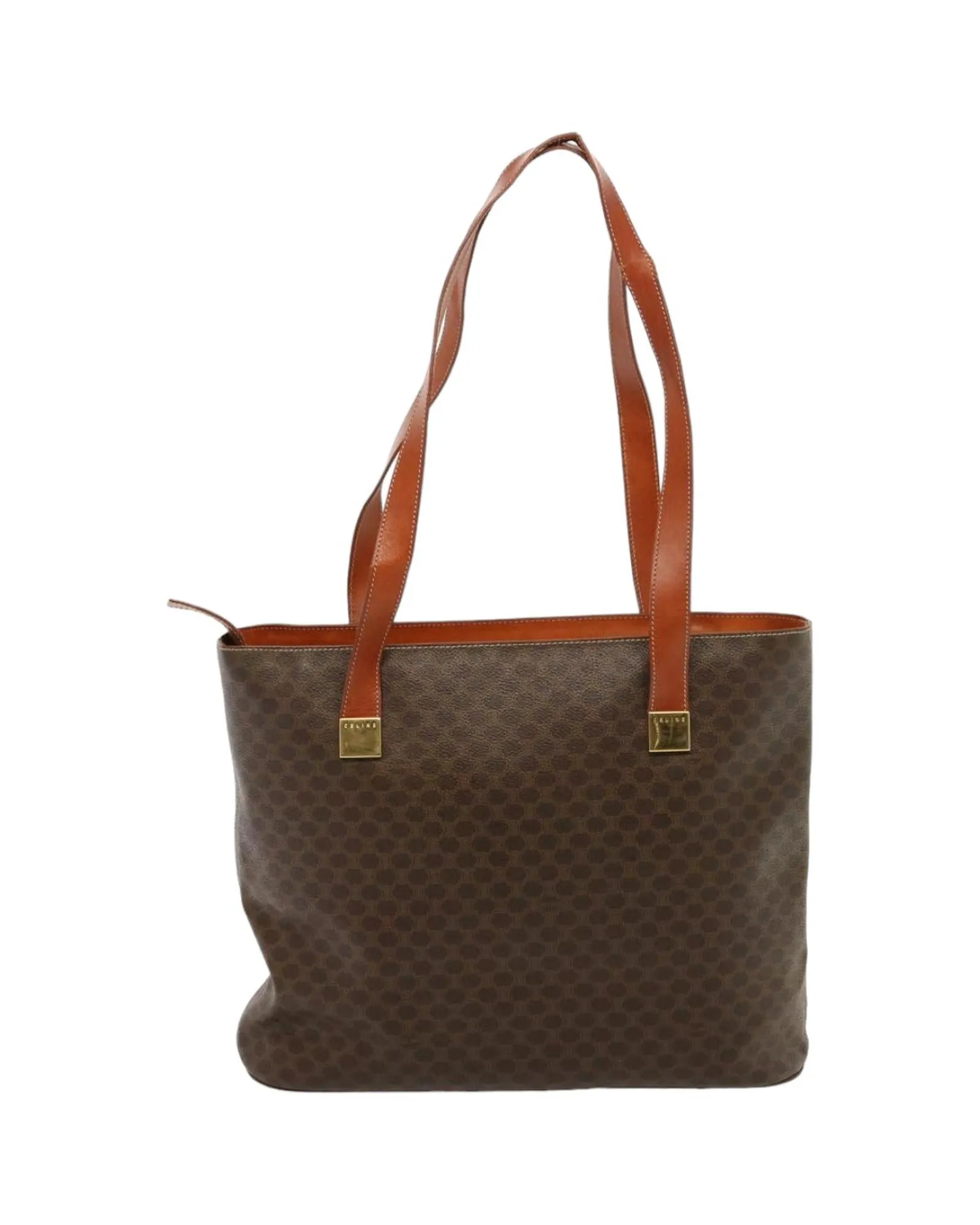 CELINE Cabas Phantom Tote Bag Brown Leather Canvas