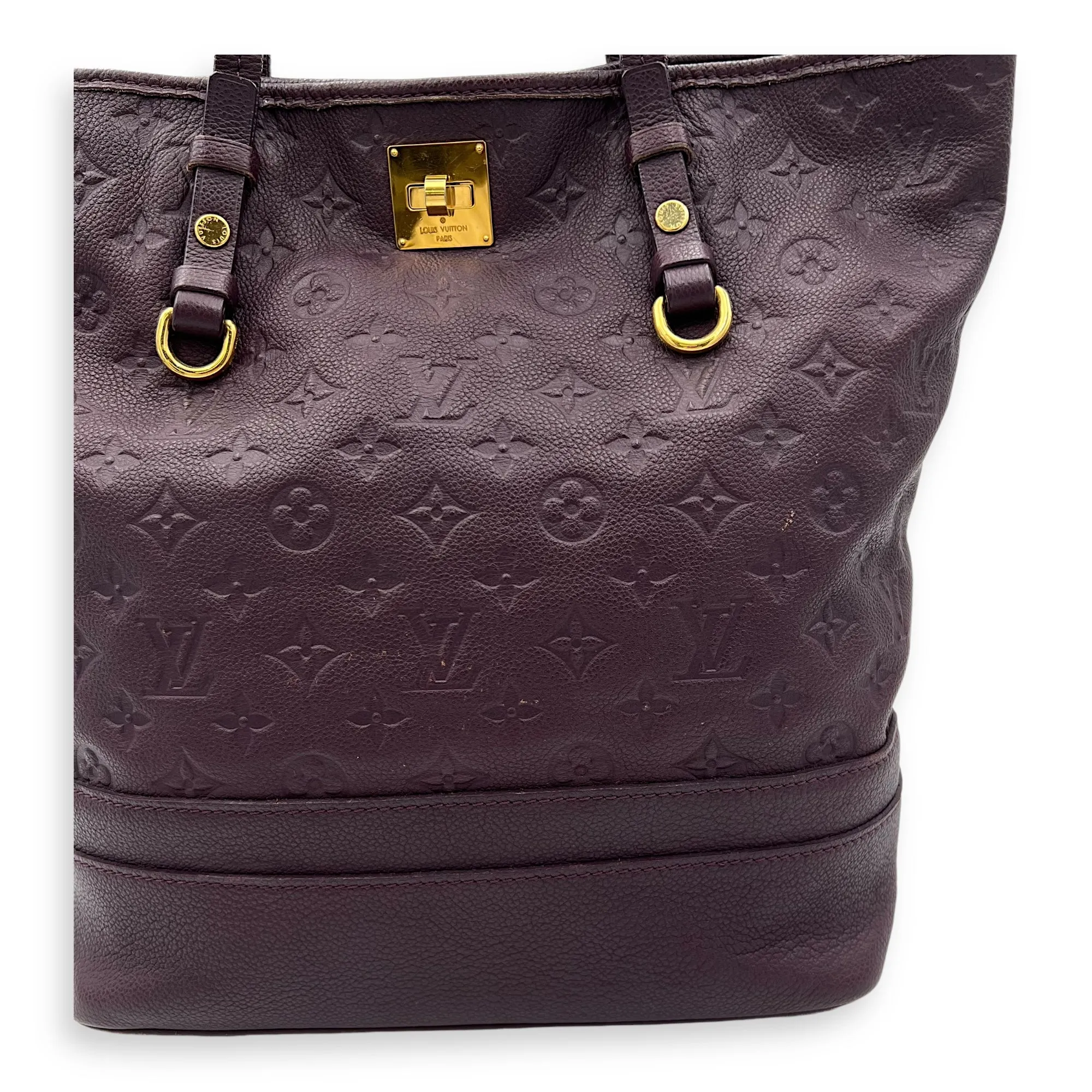 Citadine PM Purple Tote Bag in Empreinte Leather, Gold hardware