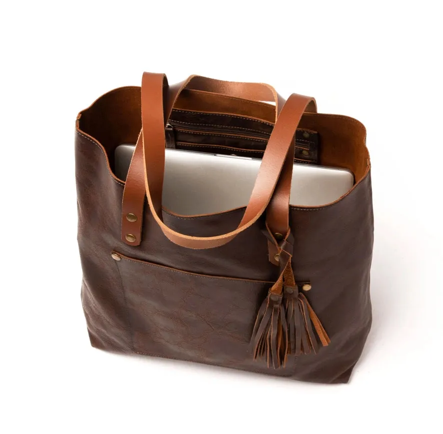 Classic Leather Tote Coffee Brown