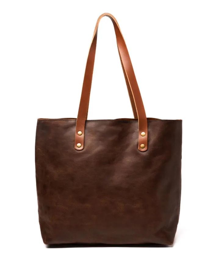 Classic Leather Tote Coffee Brown