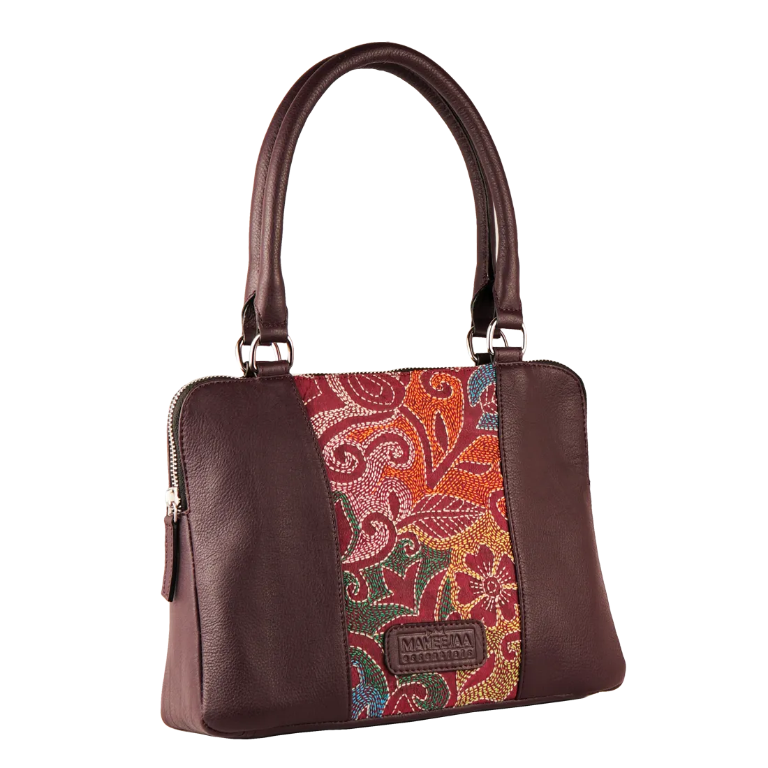 Combo of Leather Embroidery Plum Handbag & Mini Tote