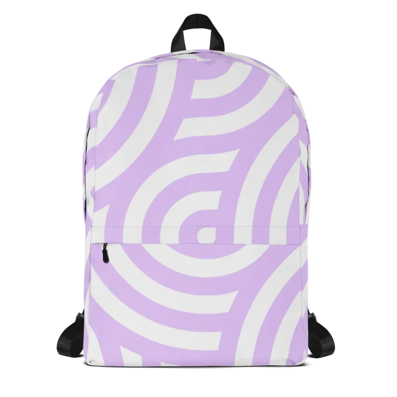 Curved Lines Purple and White Backpack