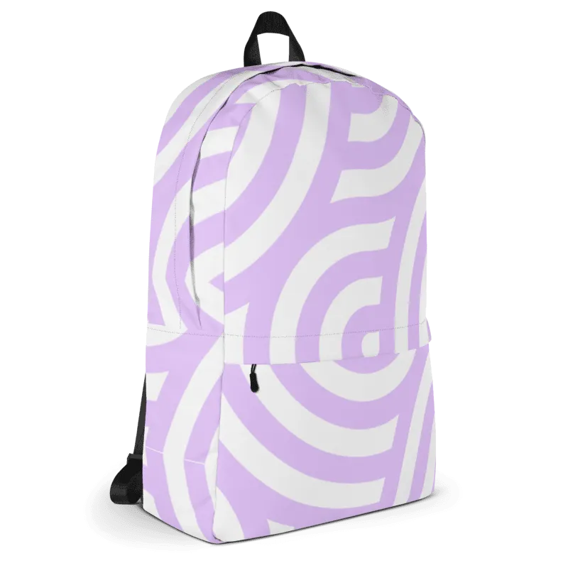 Curved Lines Purple and White Backpack