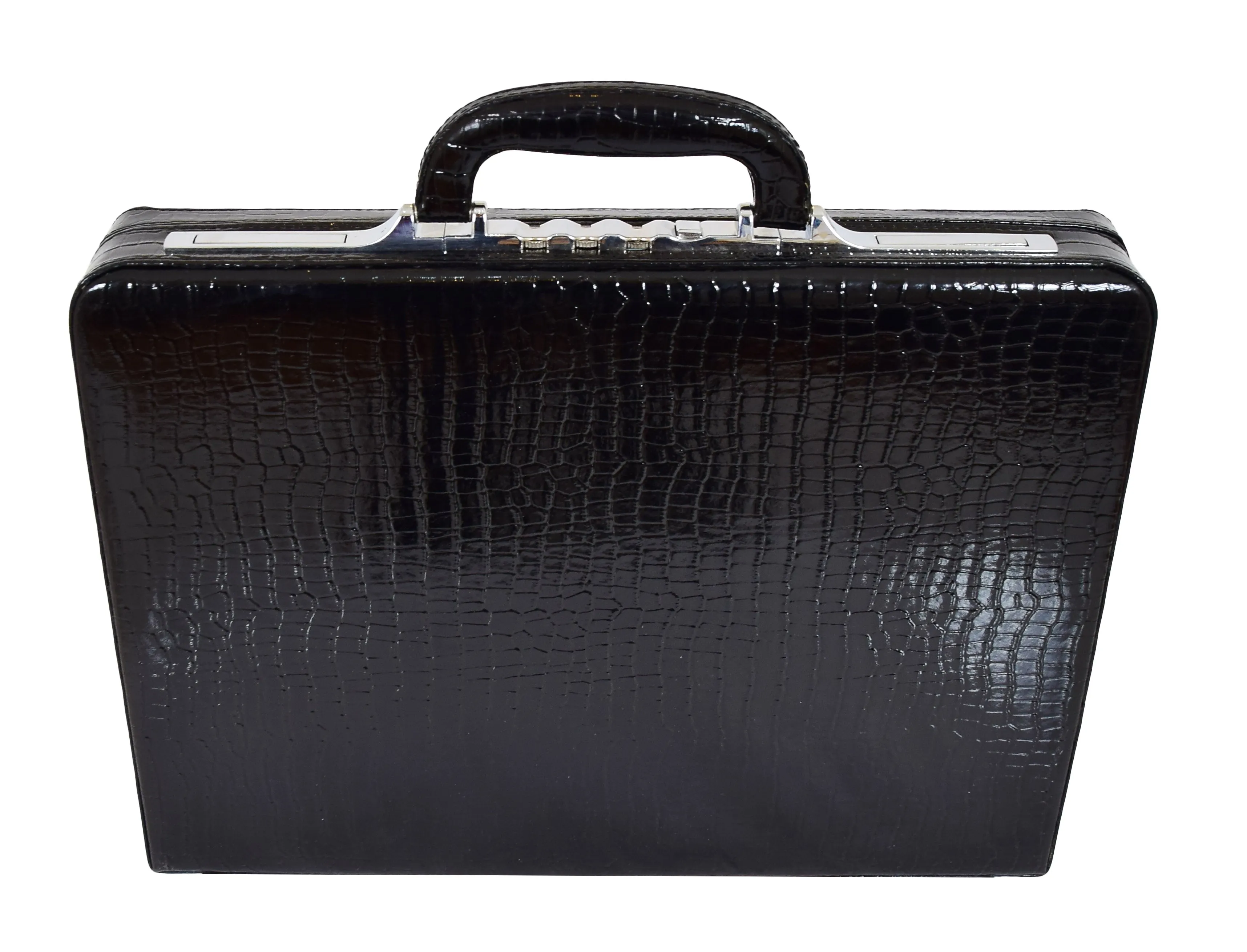 DR469 Traditional Croc Print Attache Case Black