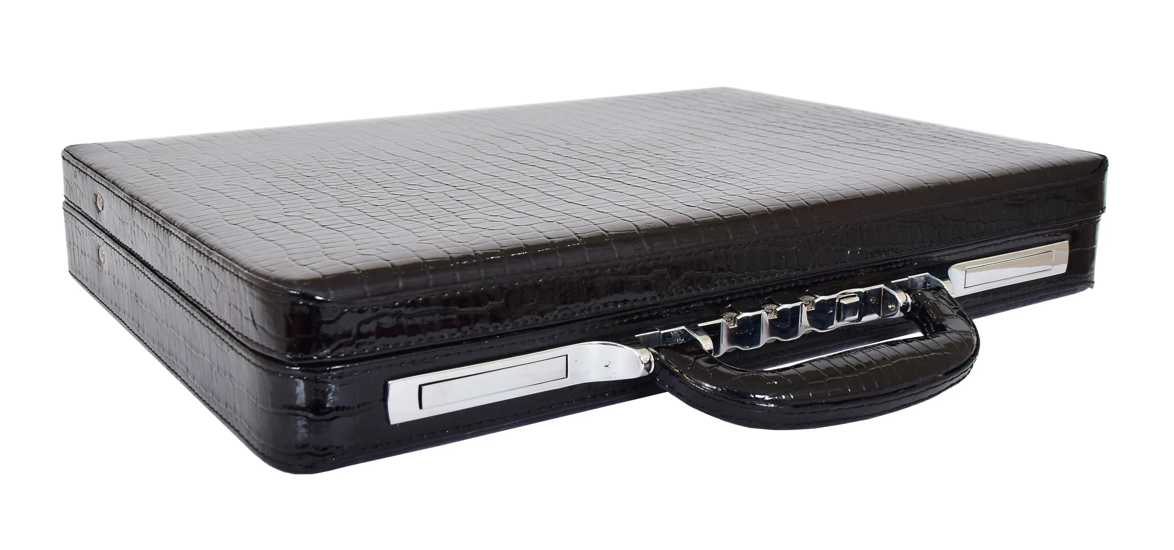 DR469 Traditional Croc Print Attache Case Black