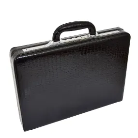 DR469 Traditional Croc Print Attache Case Black