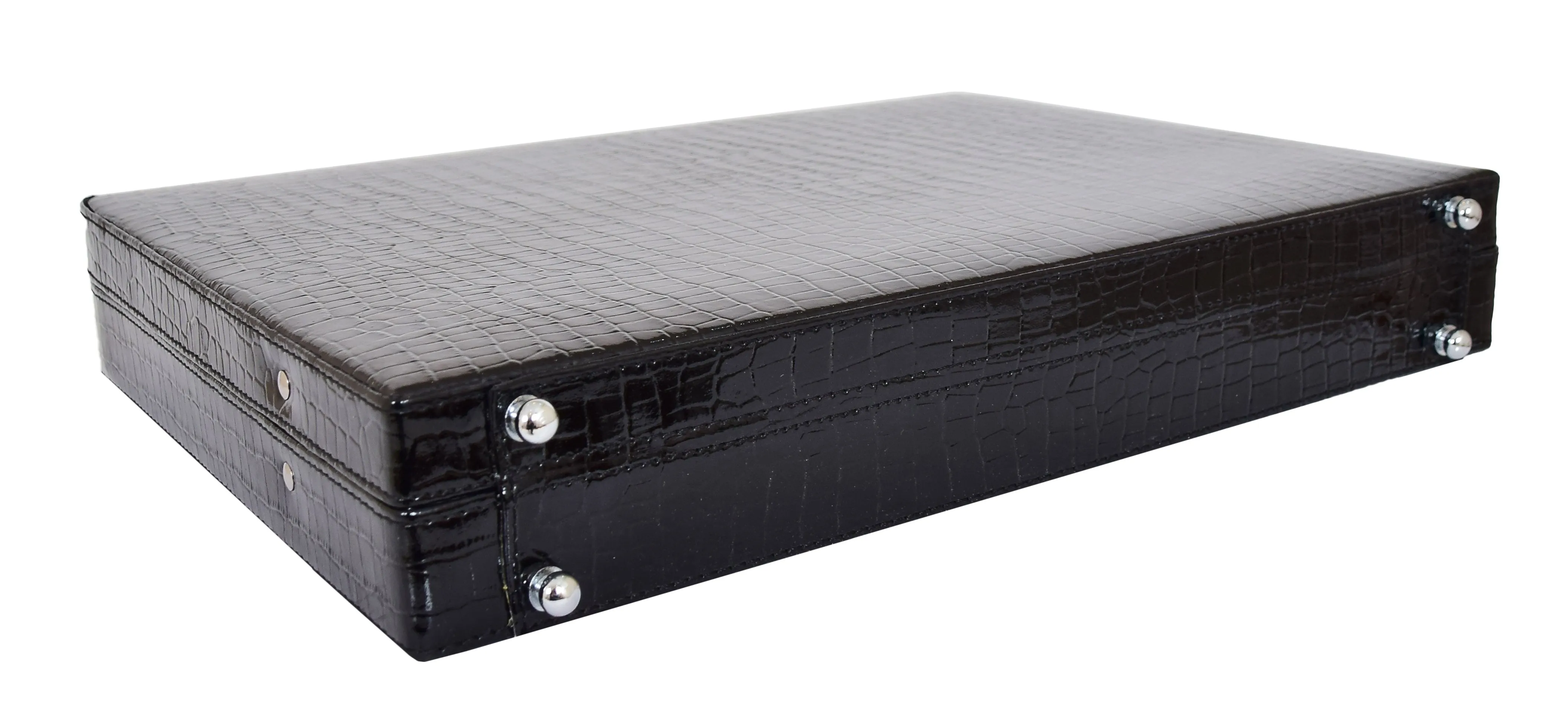 DR469 Traditional Croc Print Attache Case Black