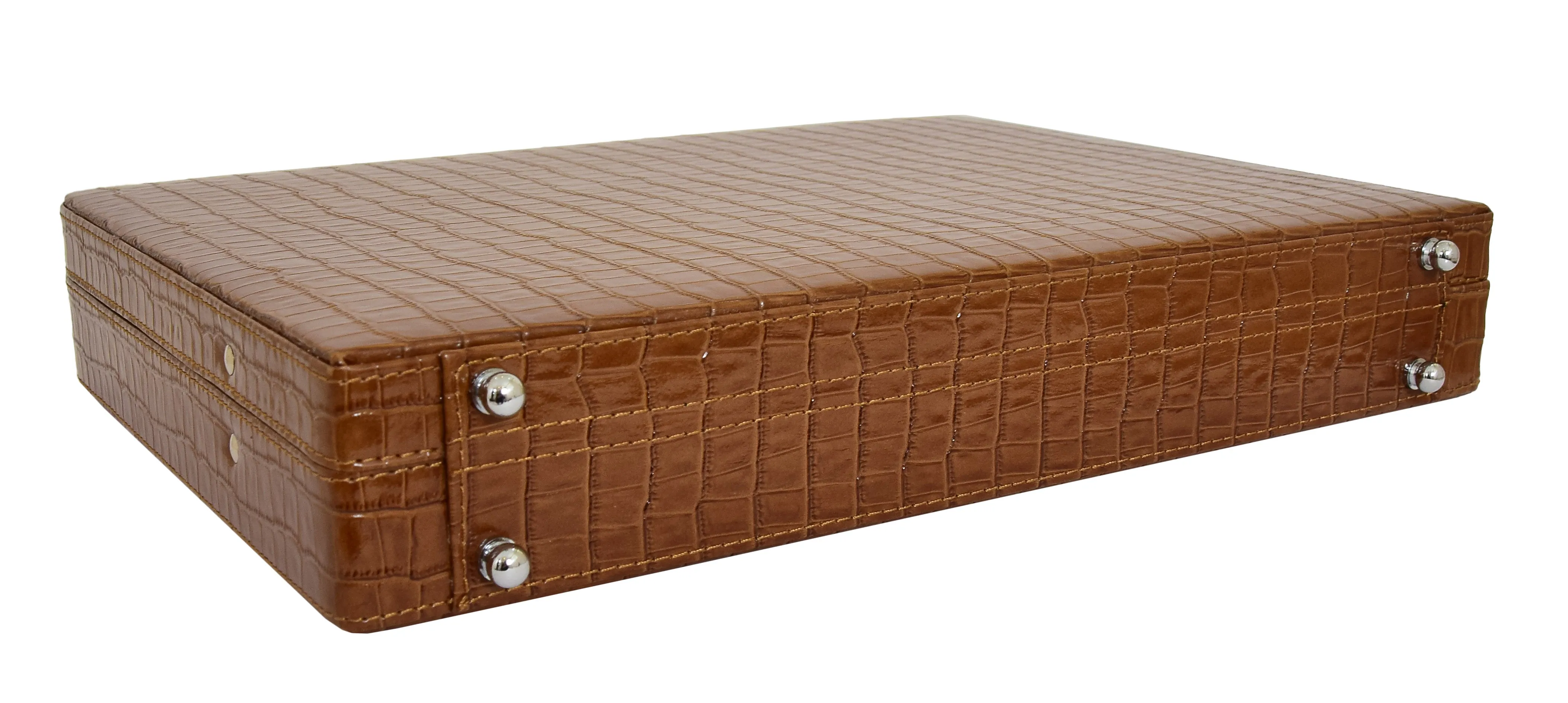 DR469 Traditional Croc Print Attache Case Brown