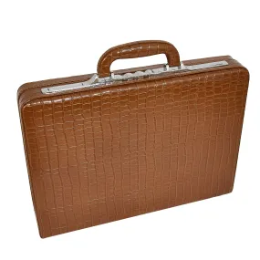 DR469 Traditional Croc Print Attache Case Brown