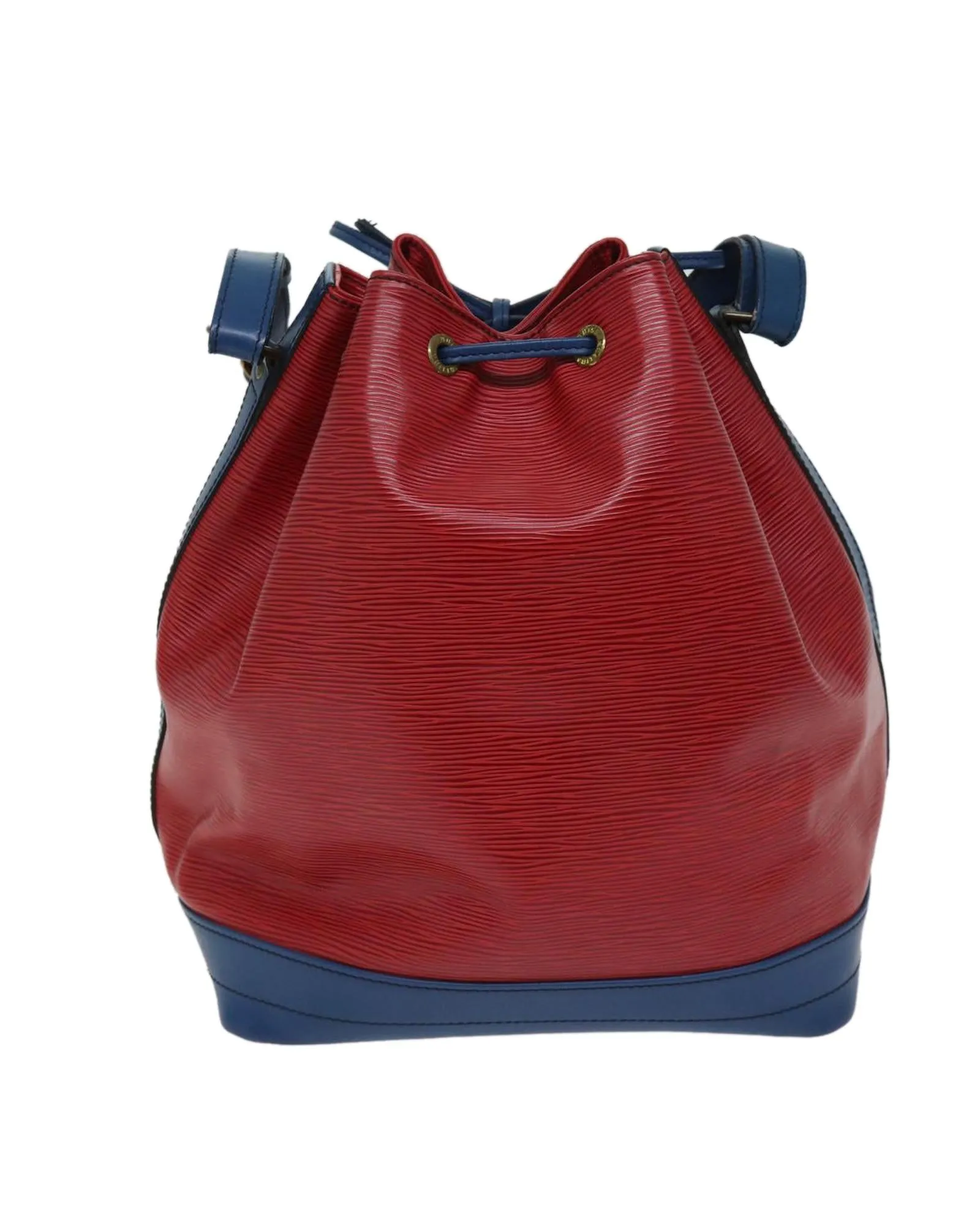 Epi Leather Shoulder Bag with Bicolor Design and Adjustable Strap