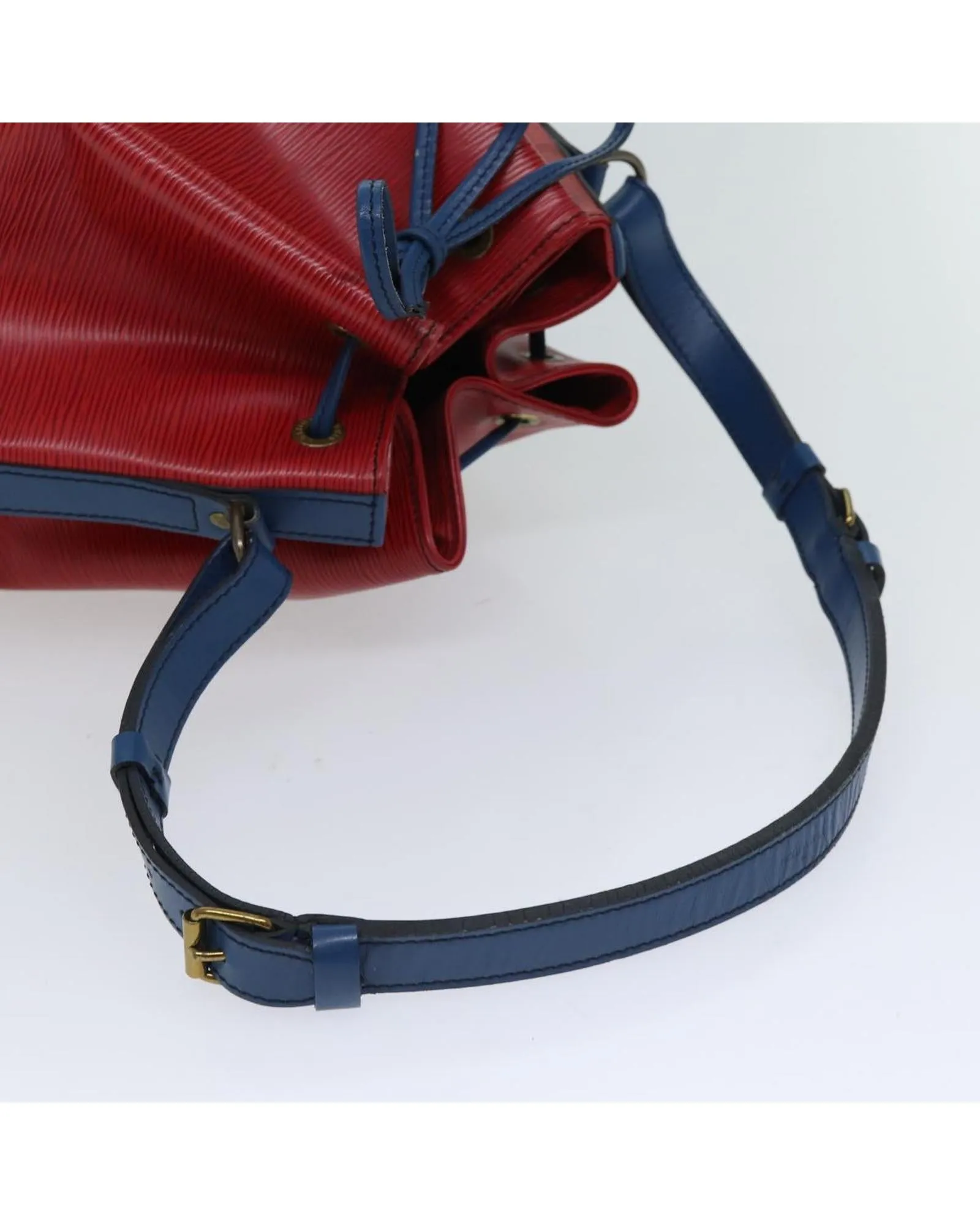 Epi Leather Shoulder Bag with Bicolor Design and Adjustable Strap