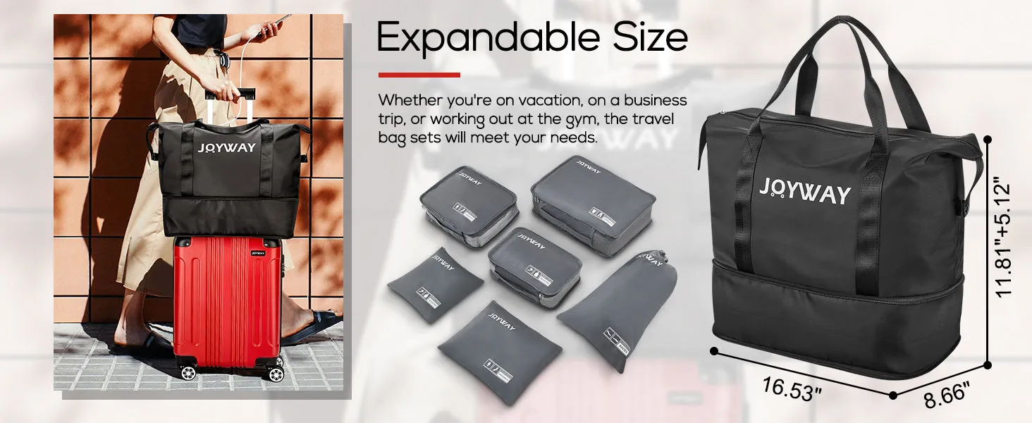 Expansion Weekender Tote Carry On Travel Tote Bag