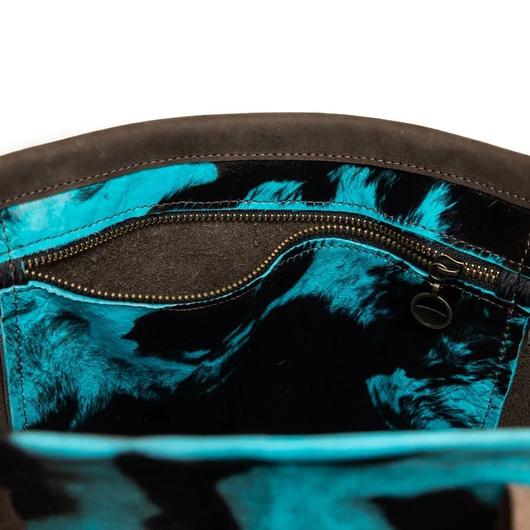 Funky Cowhide Road Trip in Turquoise