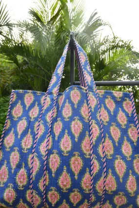 Jaipur Delight: Blue Buta Tote Bag for Stylish Convenience