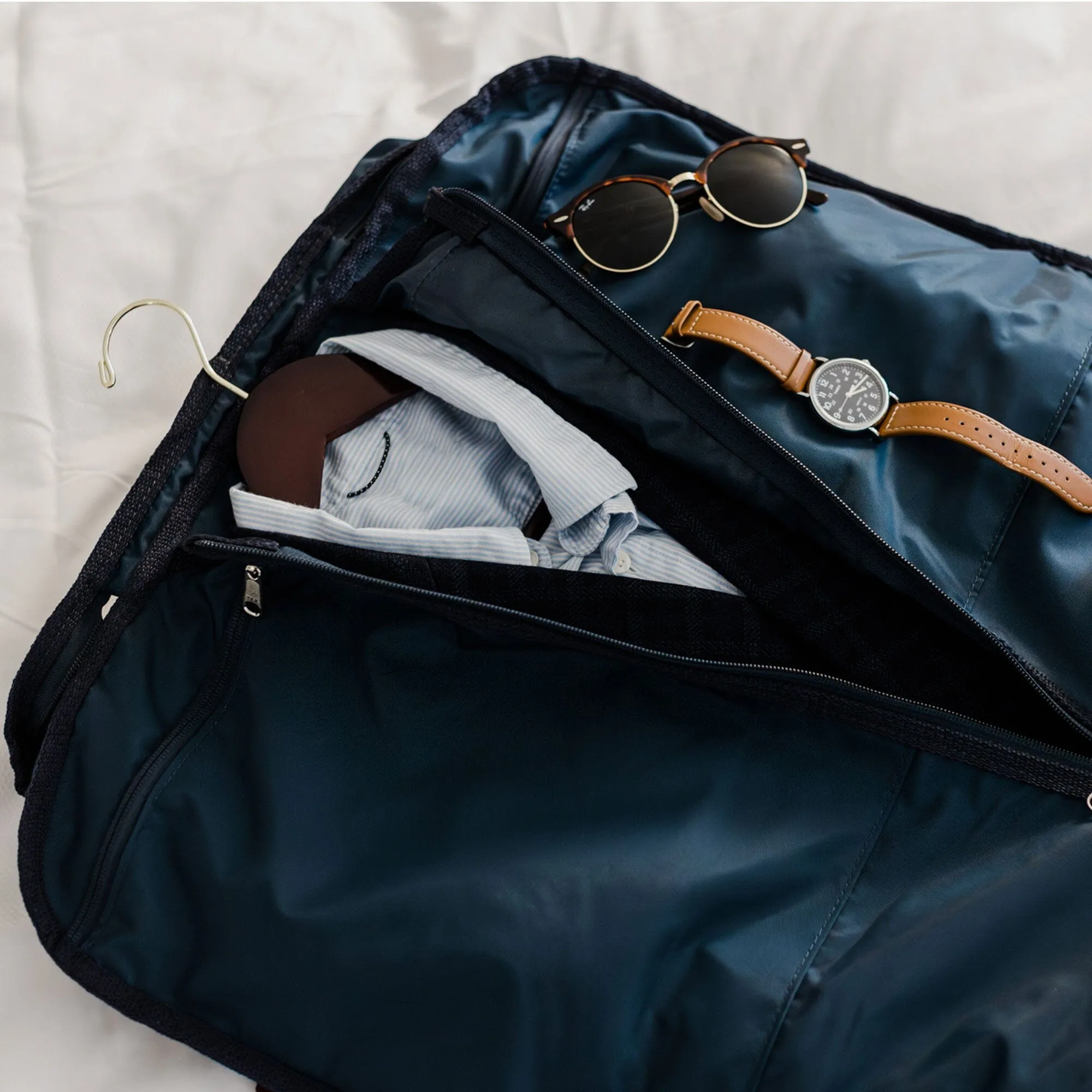 Large Garment Duffel Bag- Navy/Navy