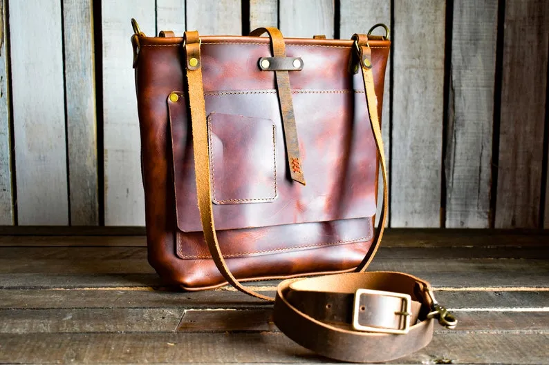 Leather Crossbody Tote Bag