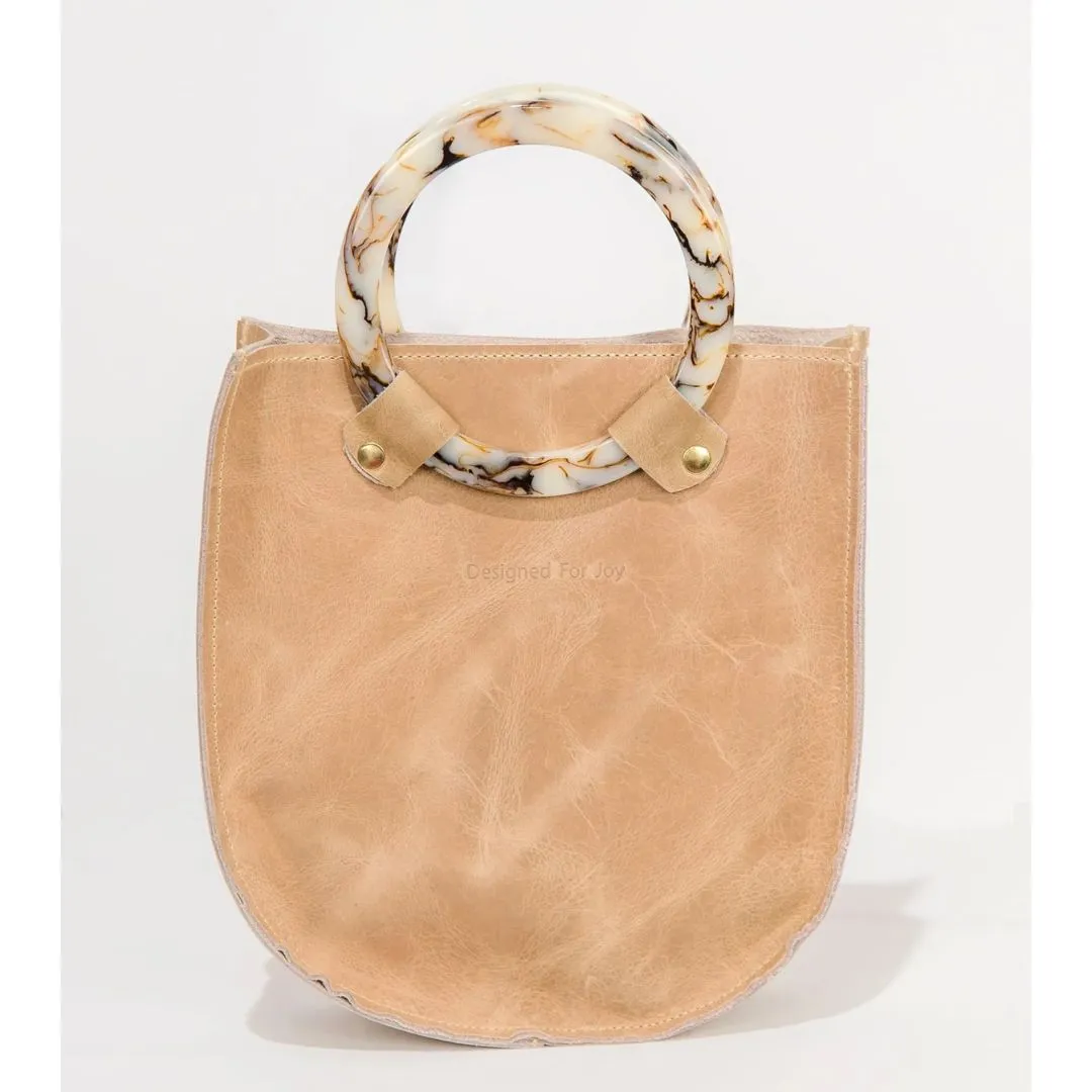 Lottie Leather Bag with Circle Handles