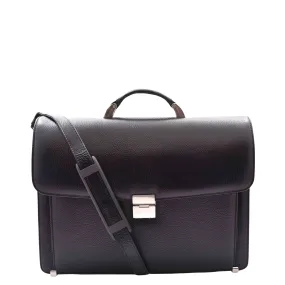 Mens Leather Briefcase Italian Cowhide Business Office Laptop Satchel Bag A206 Black