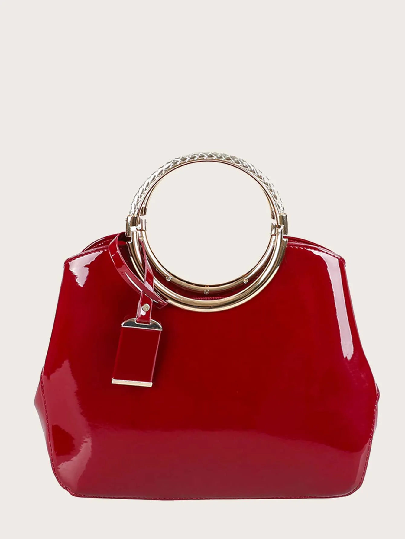 Patent Ring Handle Tote Bag