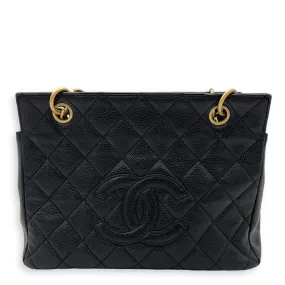 Petite Timeless Tote Top Handle Bag Black in Caviar Leather, Gold hardware