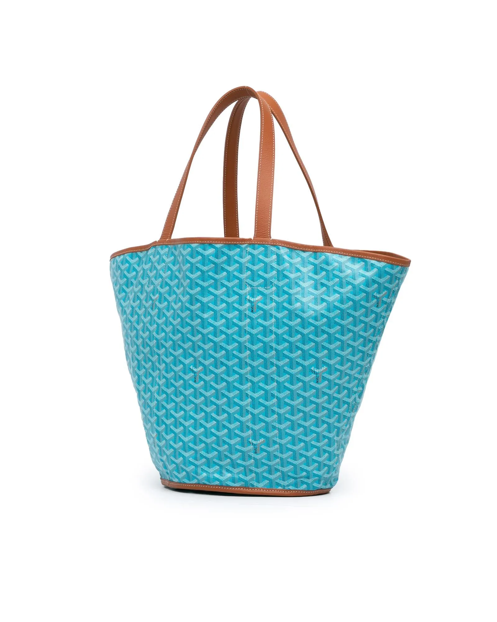 Reversible Coated Canvas Tote with Leather Trim and Flat Handles