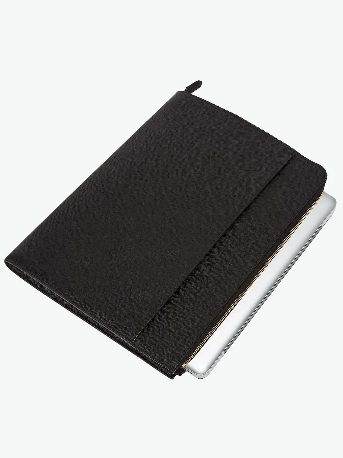 Smythson Large Laptop Case Black