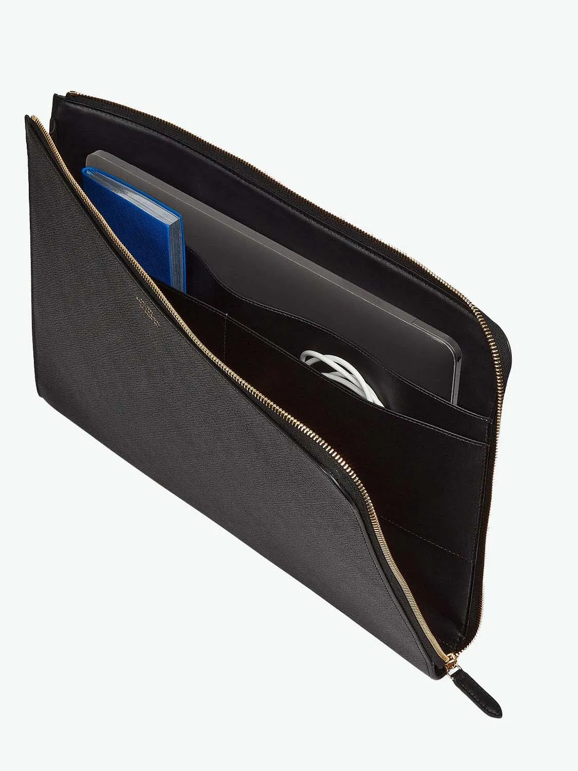 Smythson Large Laptop Case Black