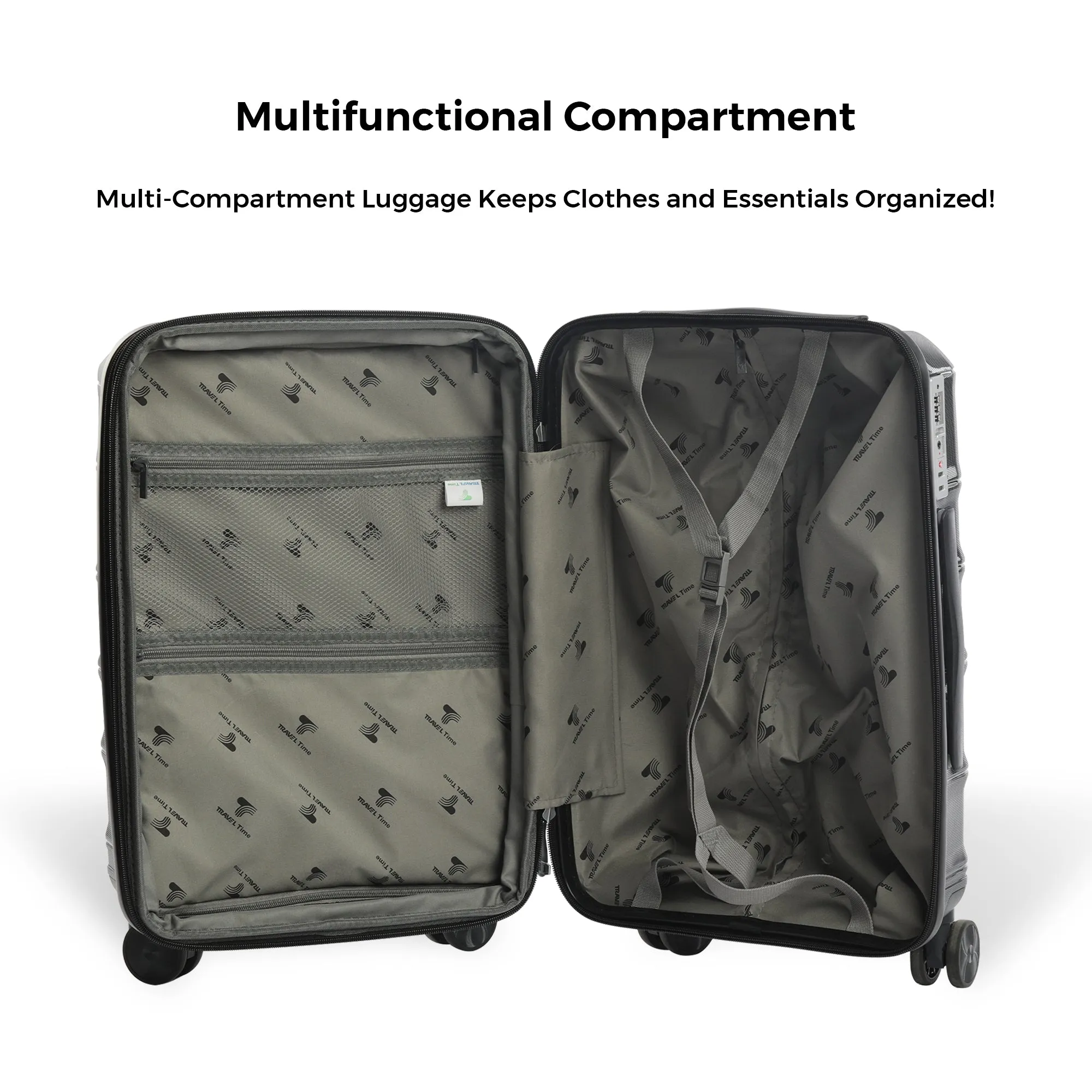 Travel Time 3 piece Organizational Luggage Set 22"/26"/30" Inches Suitcase 01