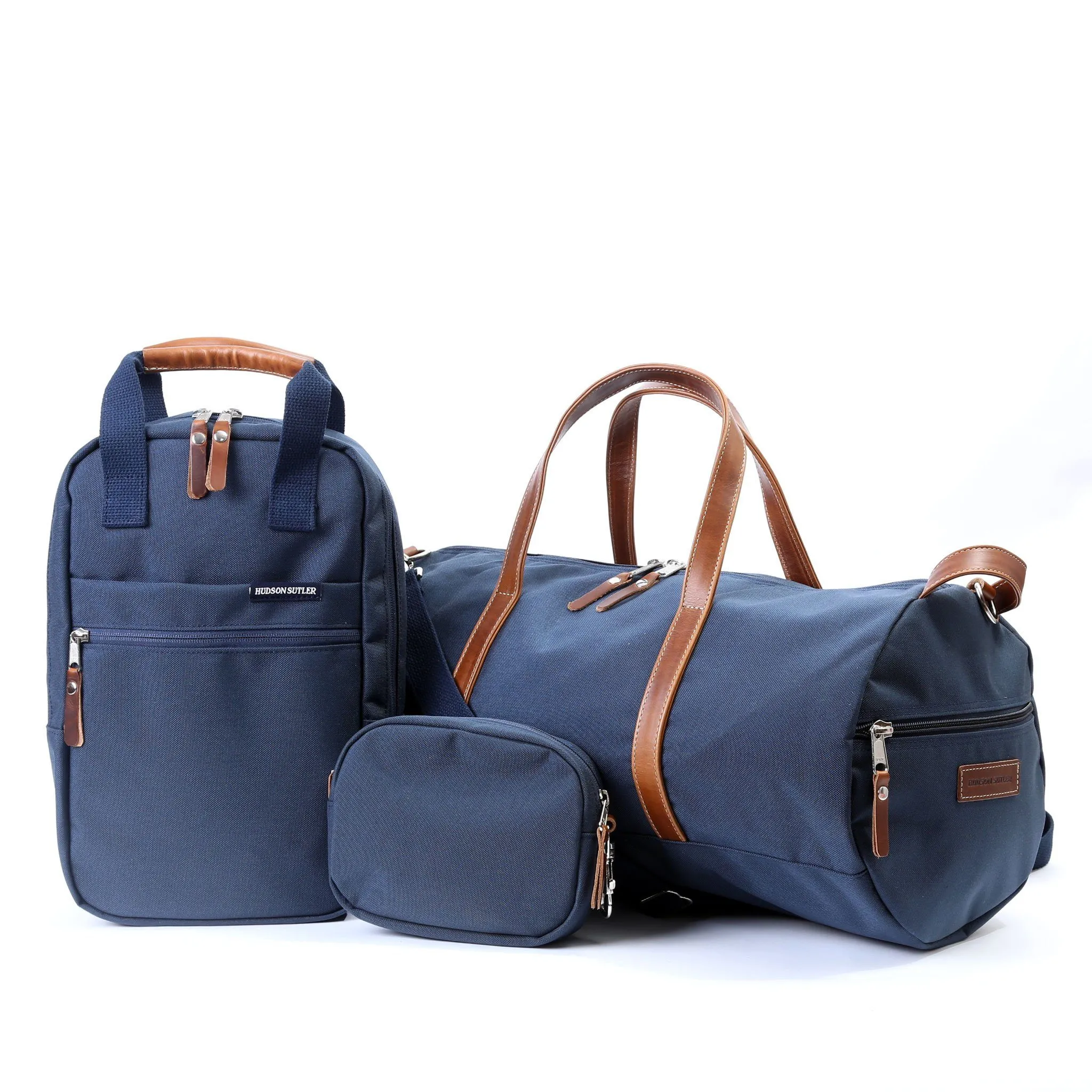 Wilmington Duffel with Shoe Compartment - Navy/Whiskey Brown