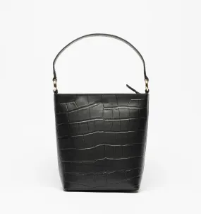 Women's Small Leather Tote Black Croco