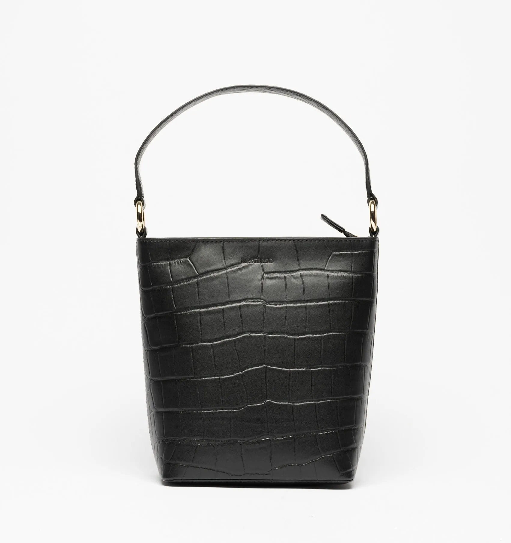 Women's Small Leather Tote Black Croco